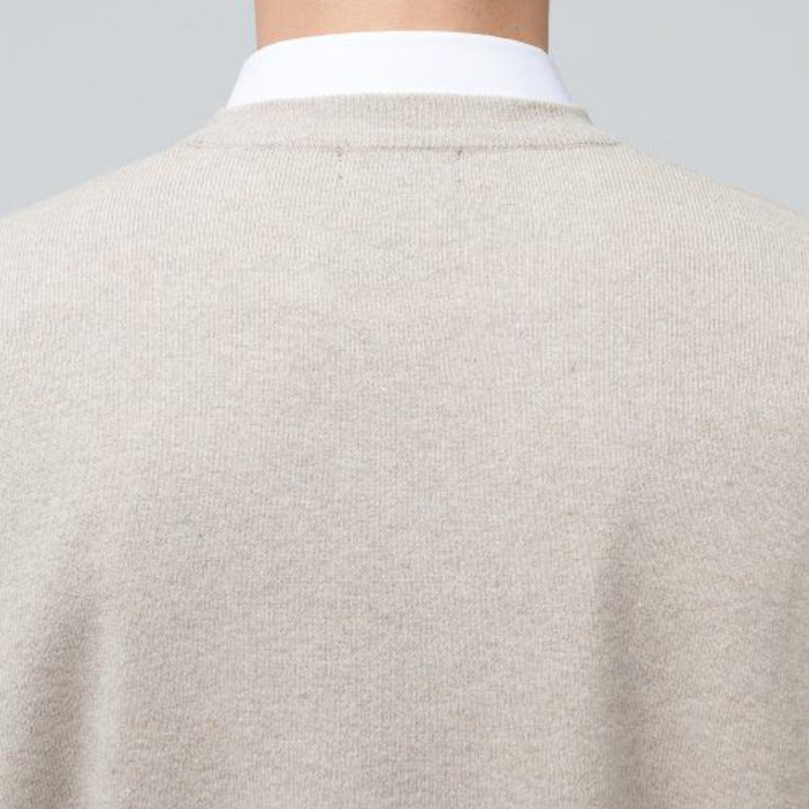 Rams Wool Crew Neck Knit Vest [Mushroom]