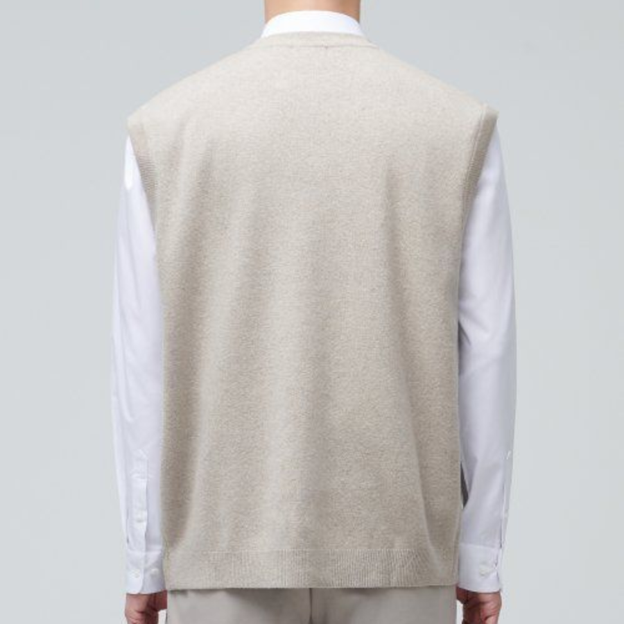 Rams Wool Crew Neck Knit Vest [Mushroom]