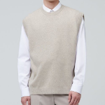 Lambswool Crew Neck Knit Vest – Mushroom