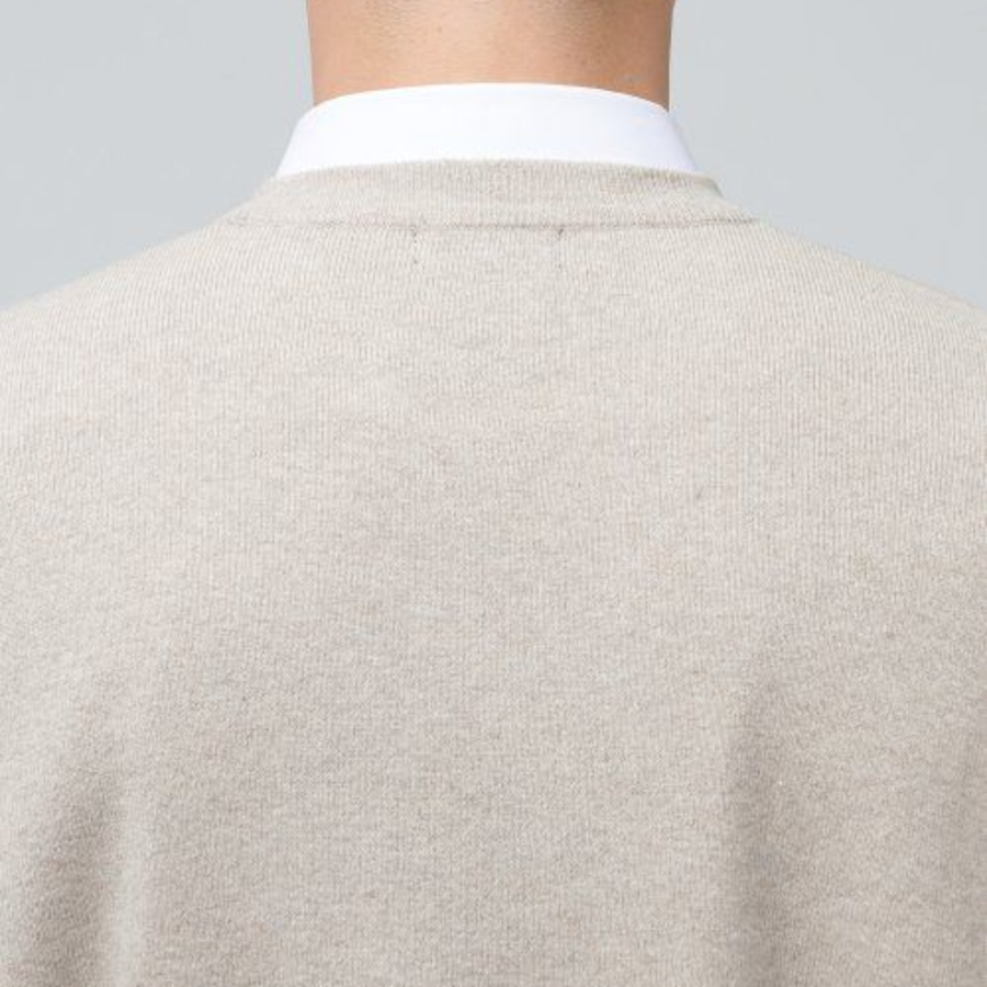 Lambswool Crew Neck Knit Vest – Mushroom