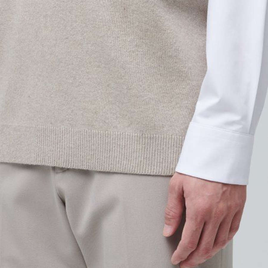 Lambswool Crew Neck Knit Vest – Mushroom