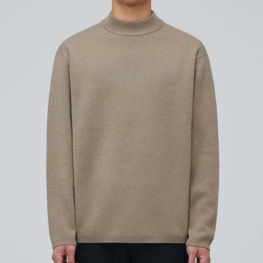 Minimal Mock Neck Knit [Beige]