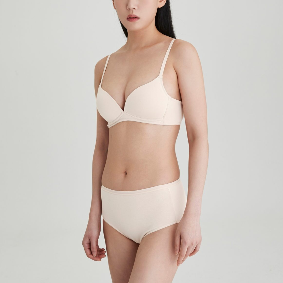 JAJU 720-Degree Stretch Cotton Mold Bra (Beige) — идеальная поддержка и комфорт в натуральном стиле