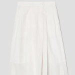 KUHO Linen Blended Crop Skirt-Like Pants – White
