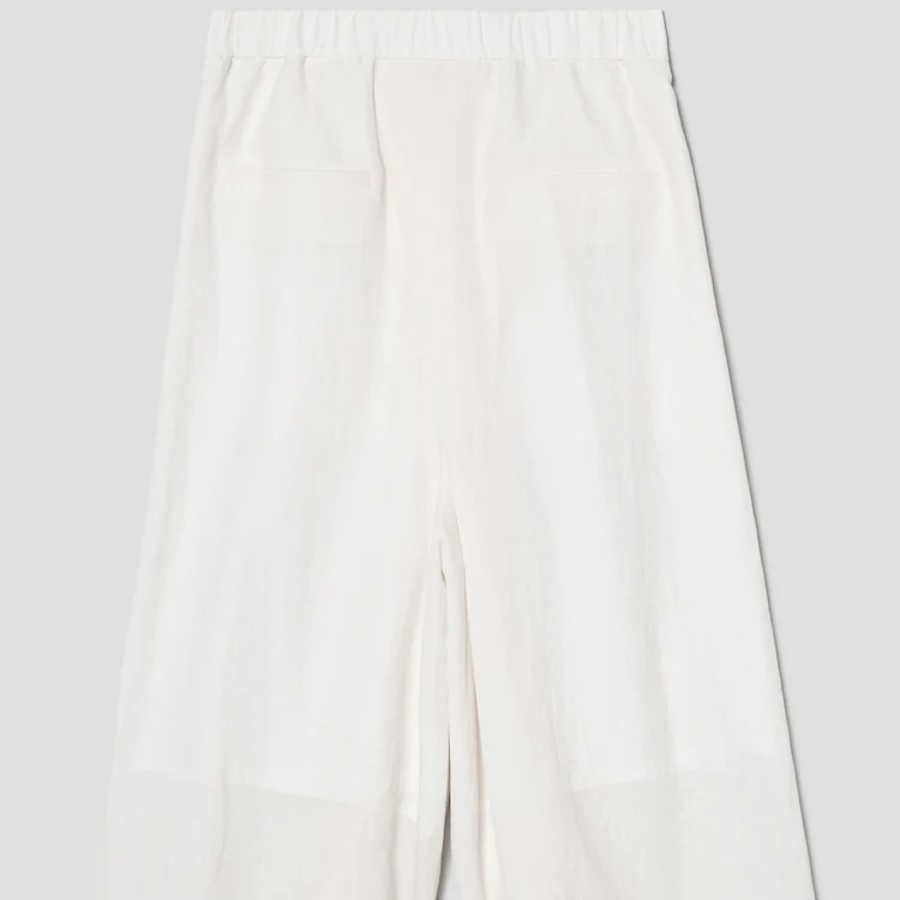 KUHO Linen Blended Crop Skirt-Like Pants – White