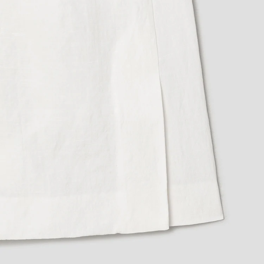 KUHO Linen Blended Crop Skirt-Like Pants – White