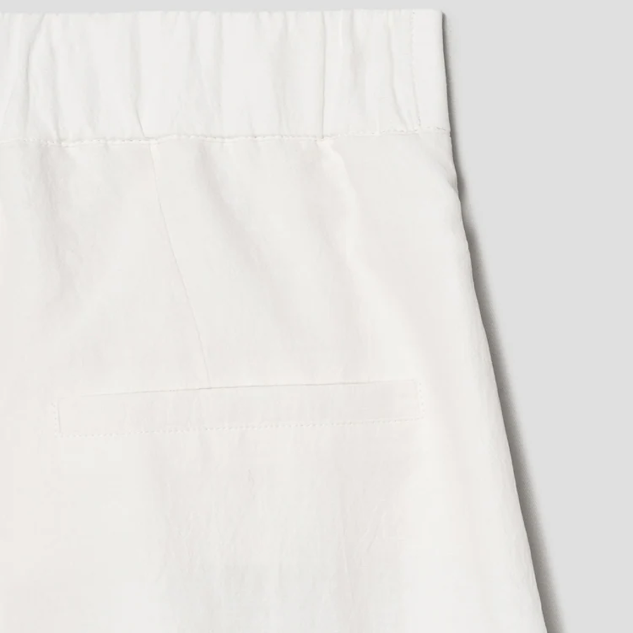 KUHO Linen Blended Crop Skirt-Like Pants – White