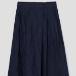 KUHO Linen Blended Crop Skirt Like Pants -Navy