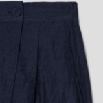 KUHO Linen Blended Crop Skirt Like Pants -Navy