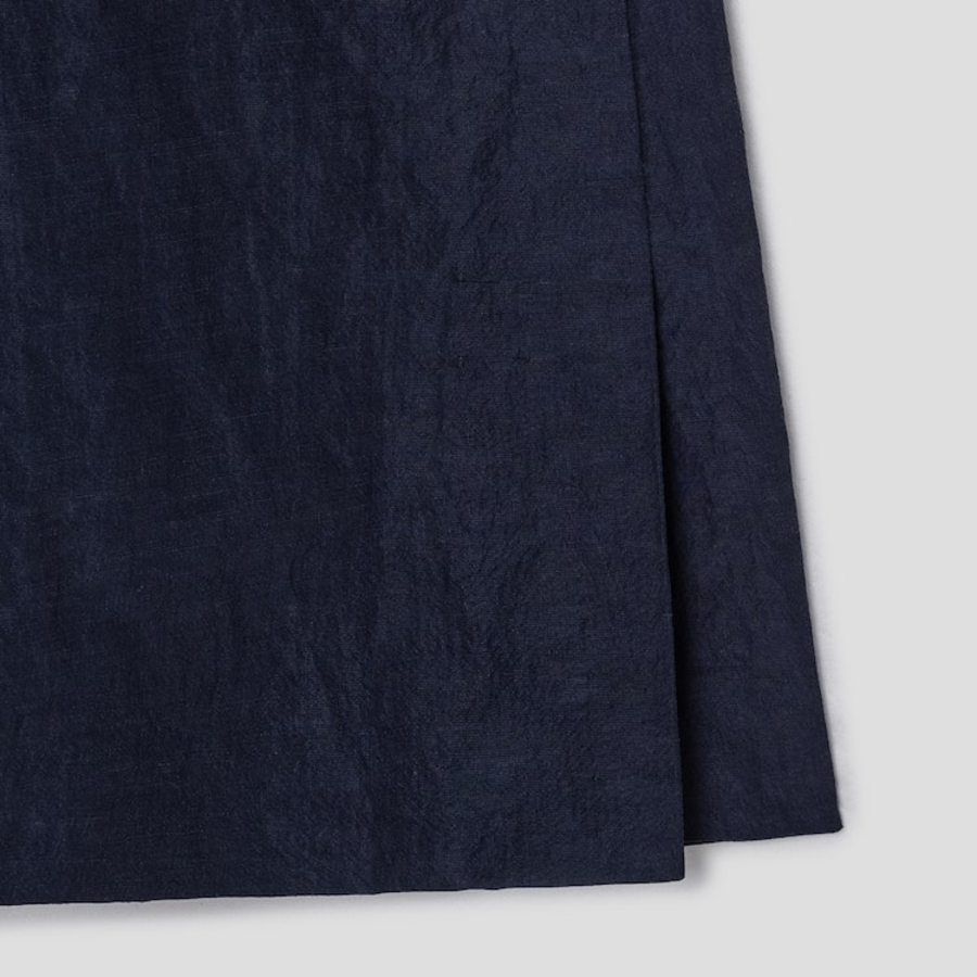 KUHO Linen Blended Crop Skirt Like Pants -Navy