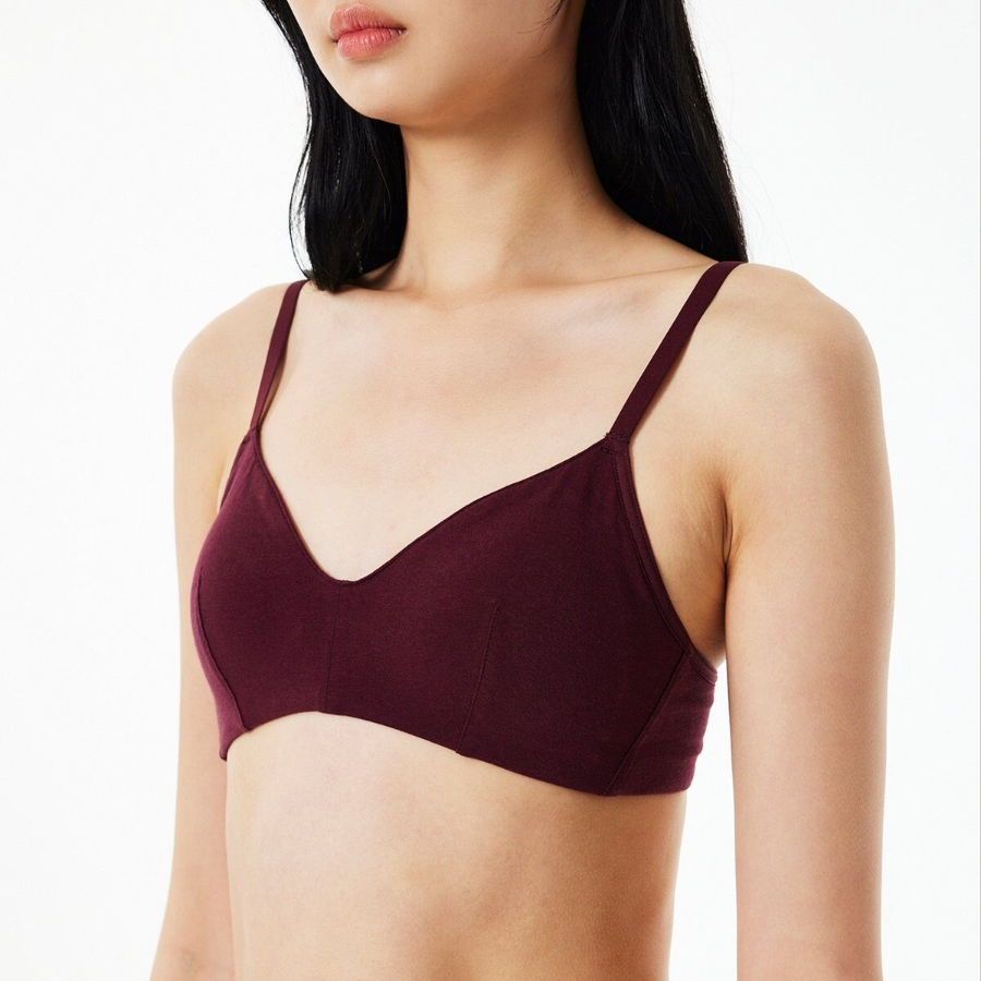 JAJU 720-Degree Stretch Cotton Bralette (Burgundy) — поддержка и мягкость без компромиссов