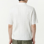 Cable Knitted Polo Shirt [Ivory]