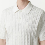 Cable Knitted Polo Shirt [Ivory]