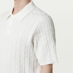 Cable Knitted Polo Shirt [Ivory]