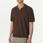 Cool Touch Slit-Neck Knitted Polo Shirt [Baroque Brown]