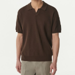 Cool Touch Slit-Neck Knitted Polo Shirt [Baroque Brown]
