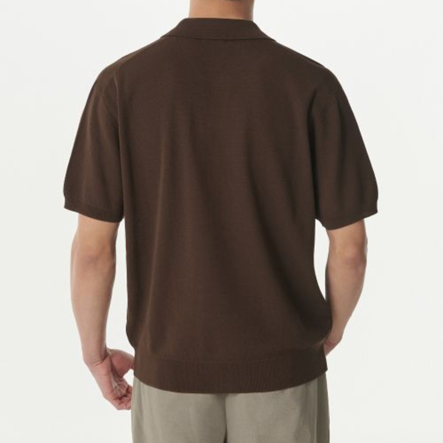 Cool Touch Slit-Neck Knitted Polo Shirt [Baroque Brown]