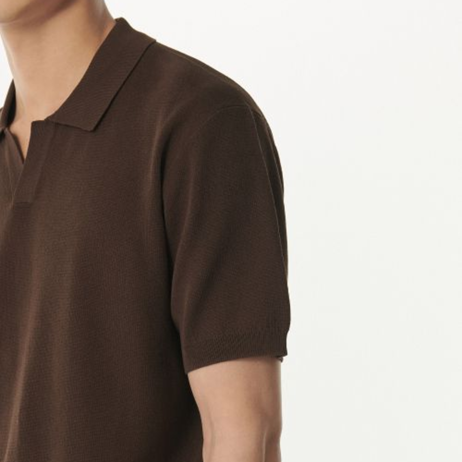 Cool Touch Slit-Neck Knitted Polo Shirt [Baroque Brown]
