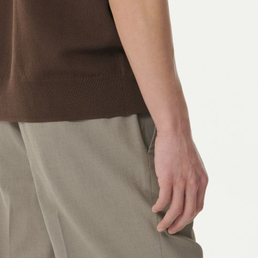 Cool Touch Slit-Neck Knitted Polo Shirt [Baroque Brown]