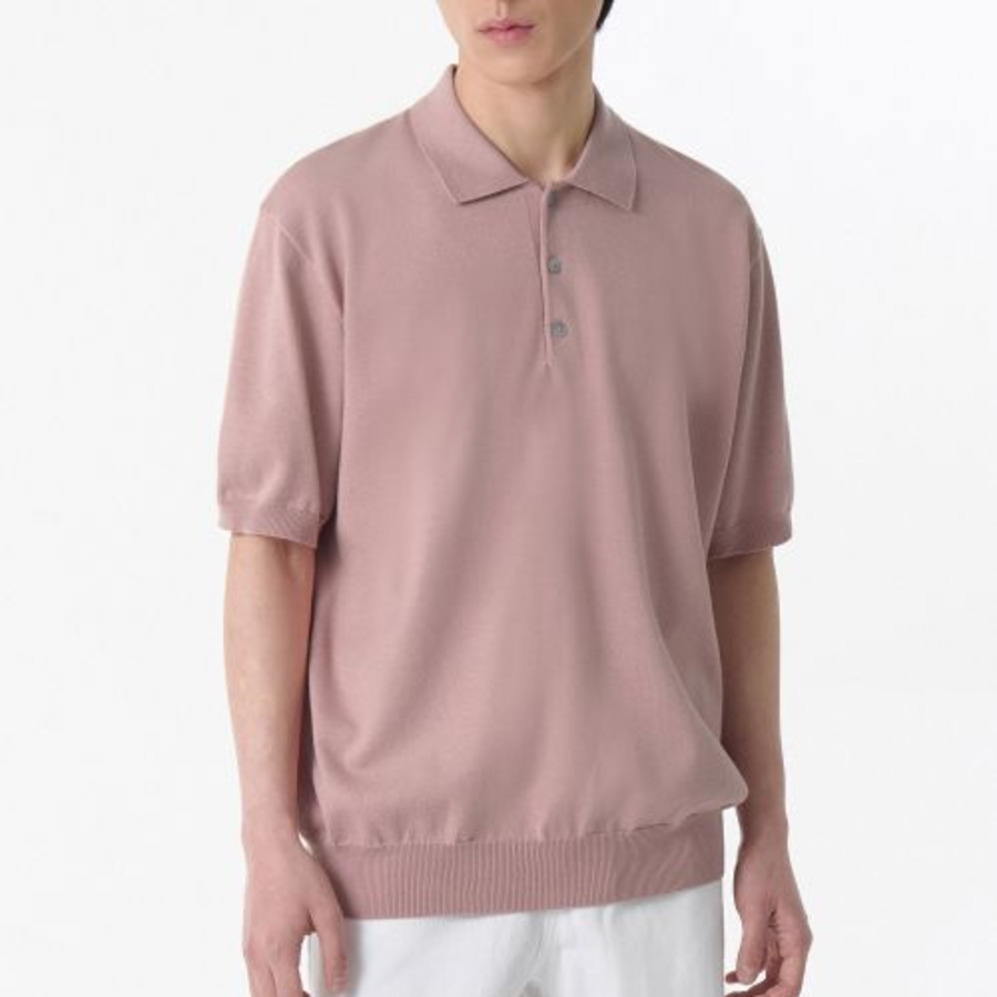 Washable Supima Cotton Knitted Polo Shirt [Desert Pink]