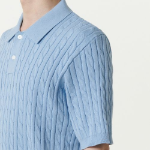 Cable Knitted Polo Shirt [Sky Blue]