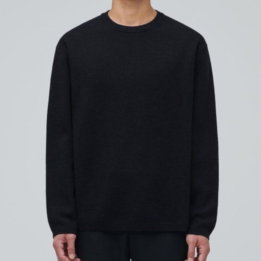 Minimal Crew Neck Knit [Black]