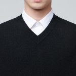 Lambswool V-Neck Knit Vest [Black]