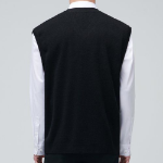 Lambswool V-Neck Knit Vest – Black