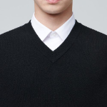 Lambswool V-Neck Knit Vest – Black