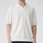 Cool Touch Slit-Neck Knitted Polo Shirt [Ivory]
