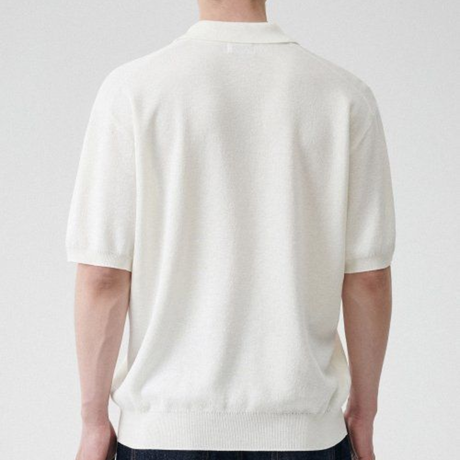 Cool Touch Slit-Neck Knitted Polo Shirt [Ivory]