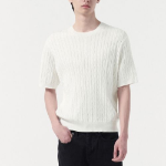 Cable Crew Neck Short-Sleeve Knit [Ivory]