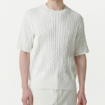 Cable Crew Neck Short-Sleeve Knit [Ivory]