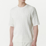 Cable Crew Neck Short-Sleeve Knit [Ivory]