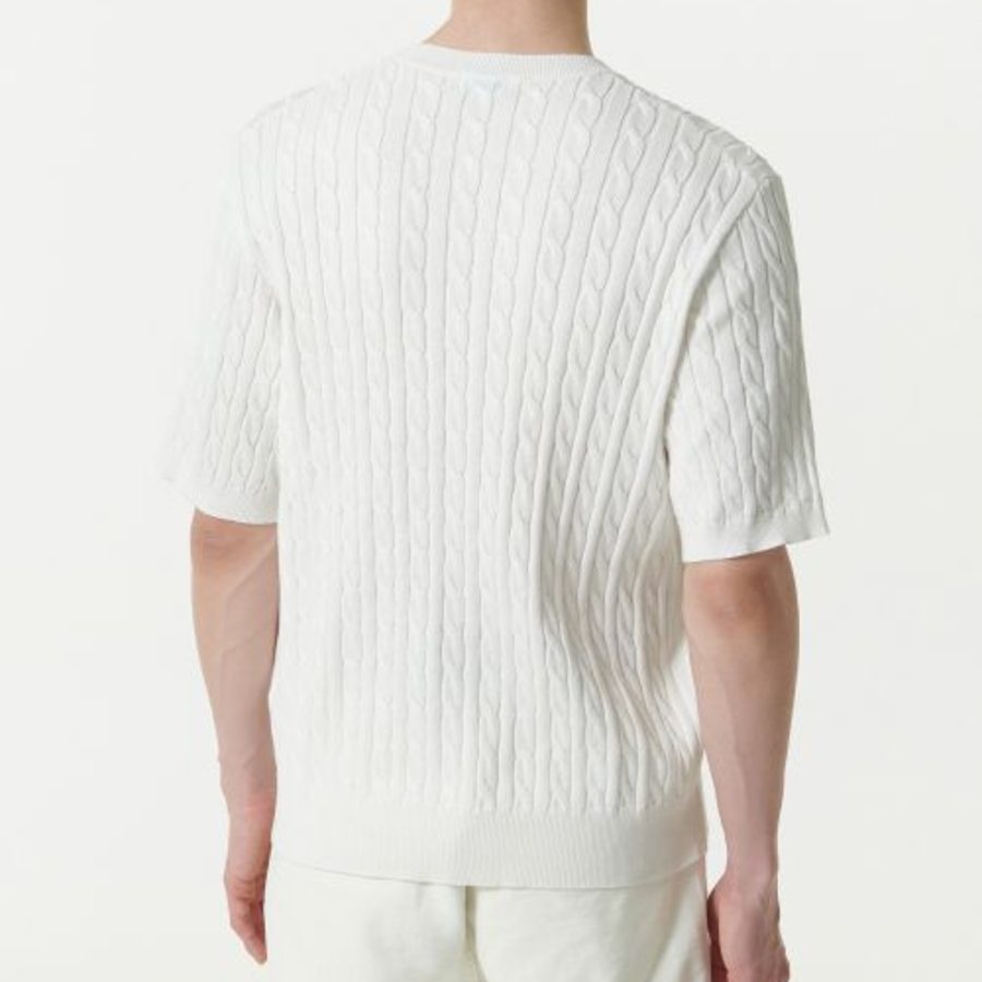 Cable Crew Neck Short-Sleeve Knit [Ivory]