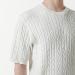 Cable Crew Neck Short-Sleeve Knit [Ivory]
