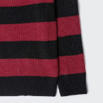 90s Grunge Stripe Crew Neck Knit [Black/Red]