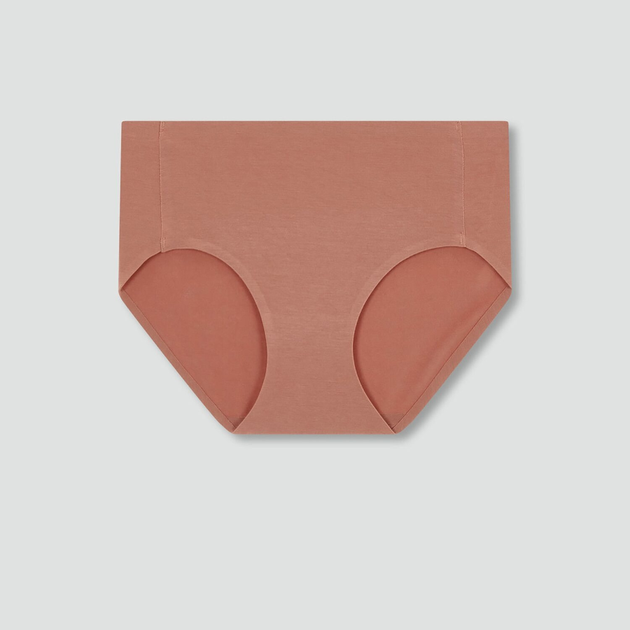 JAJU 120-Count Modal No-Line Hip-Hugger Panty (Brick) — мягкость и комфорт в естественном стиле
