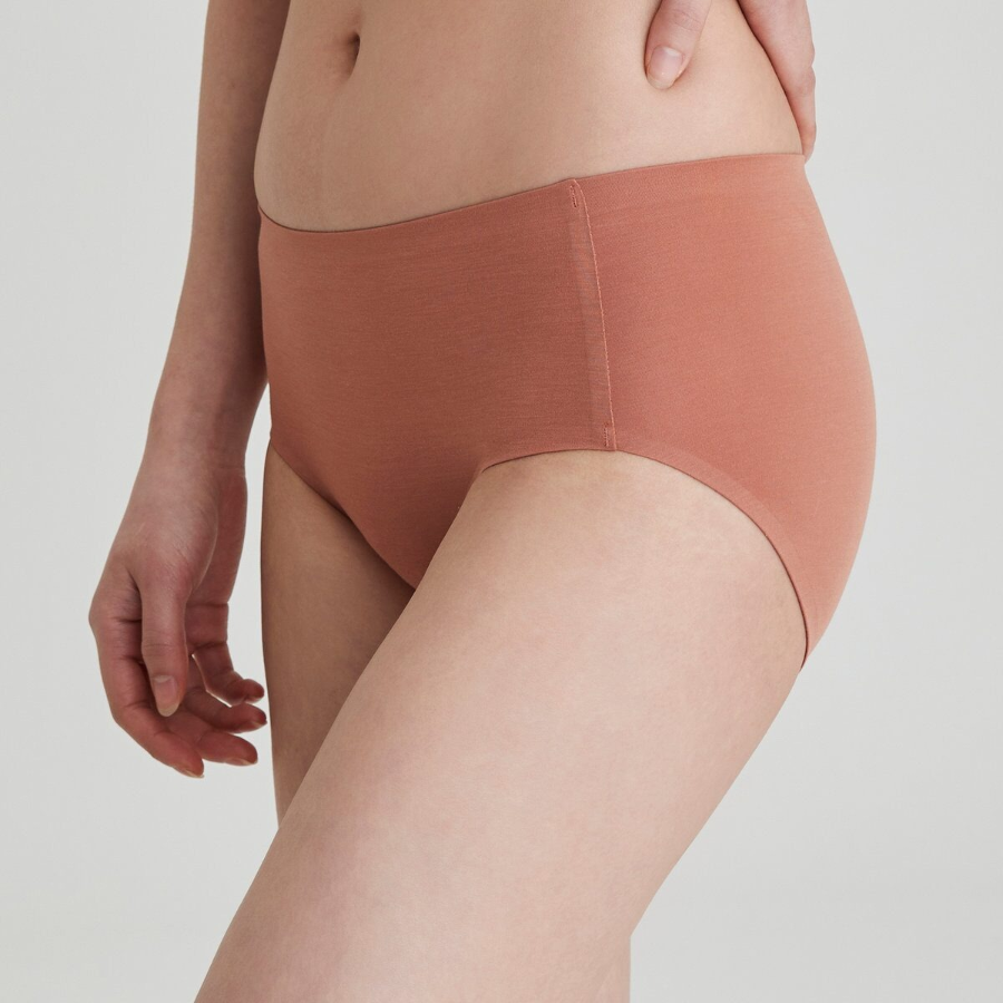 JAJU 120-Count Modal No-Line Hip-Hugger Panty (Brick) — мягкость и комфорт в естественном стиле