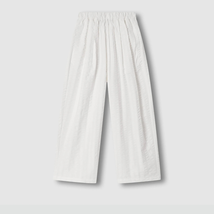 JAJU Cotton Seersucker Banding Pants (White) — лёгкость, свежесть и комфорт на каждый день