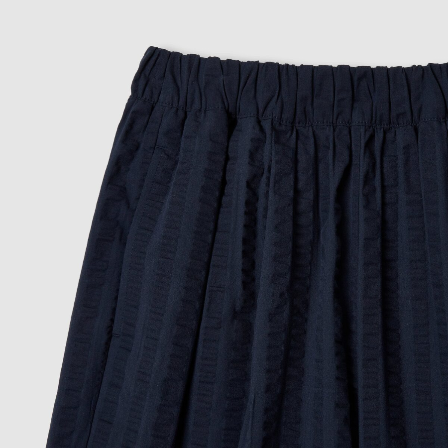 JAJU Cotton Seersucker Banding Pants (Navy) — лёгкость и комфорт в каждой детали