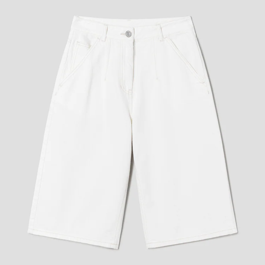 KUHO [HEART FOR EYE] Bermuda Denim Shorts – Ivory