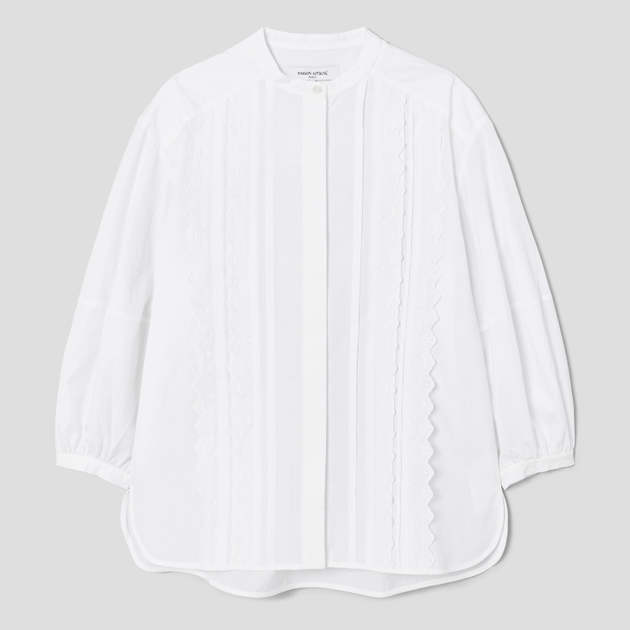 Maison Kitsune Women Crafted Embroidery Maxi Sleeve Shirt
