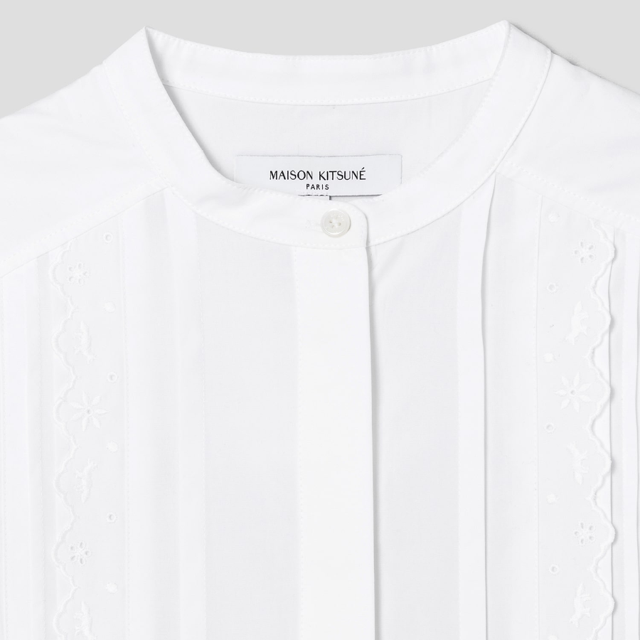 Maison Kitsune Women Crafted Embroidery Maxi Sleeve Shirt