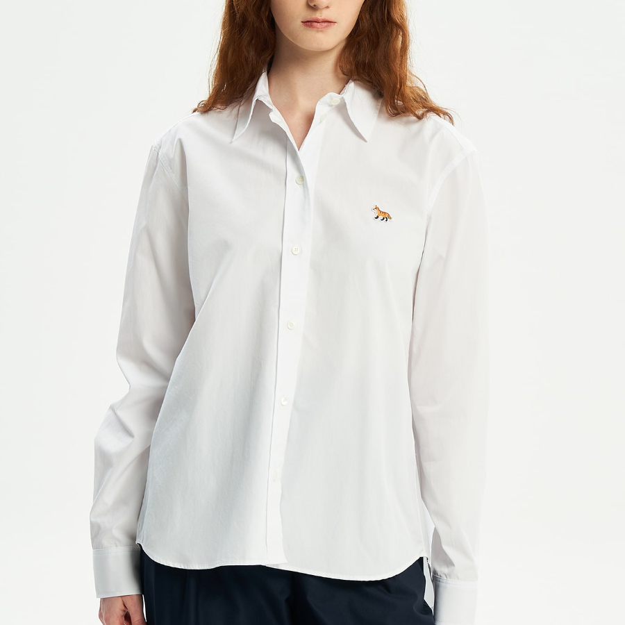 Maison Kitsune Women Classic Shirt With Baby Fox Patch In Cotton Poplin