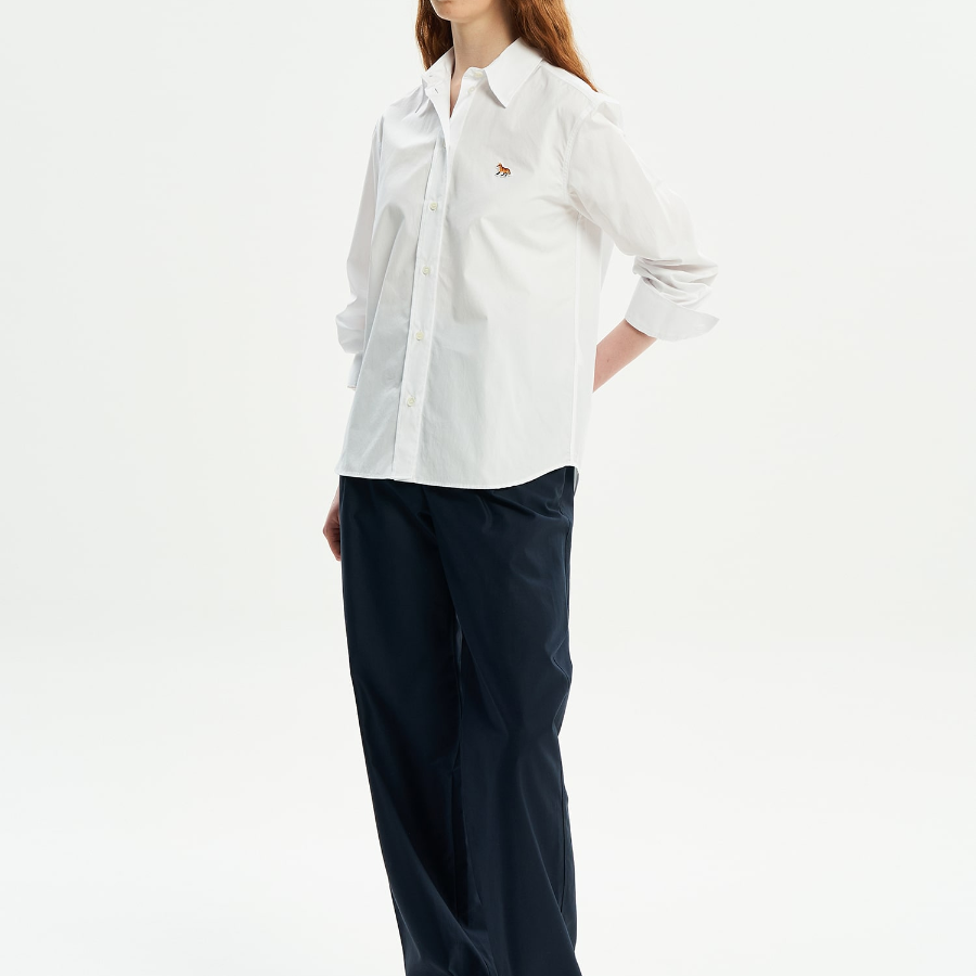 Maison Kitsune Women Classic Shirt With Baby Fox Patch In Cotton Poplin