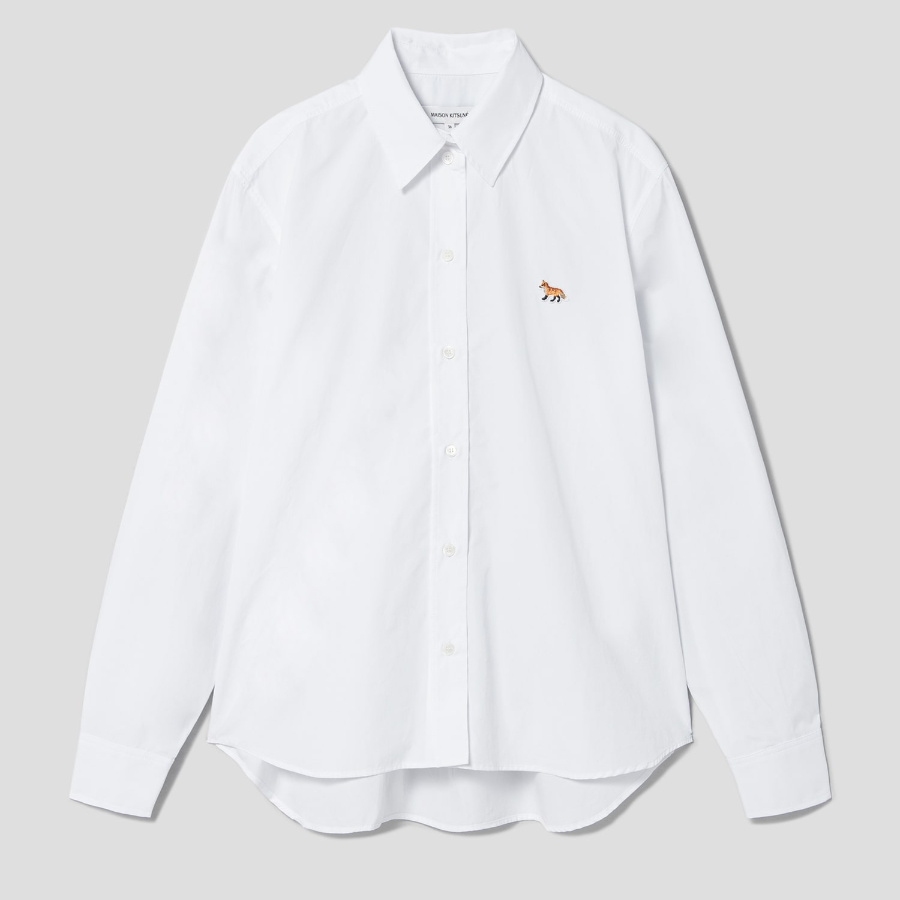 Maison Kitsune Women Classic Shirt With Baby Fox Patch In Cotton Poplin