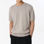 Washable Supima Cotton Crew Neck Short-Sleeve Knit [Mushroom]
