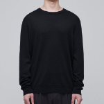 Merino Wool Blend High Gauge Crew Neck Knit [Black]