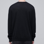 Merino Wool Blend High Gauge Crew Neck Knit [Black]